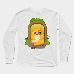 Hamster looks out the window Long Sleeve T-Shirt